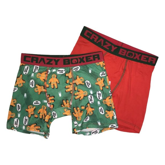 NWT Crazy Boxer 2 Pack Funny Gingerbread Oh Snap Christmas Holiday Underwear S - Picture 2 of 10